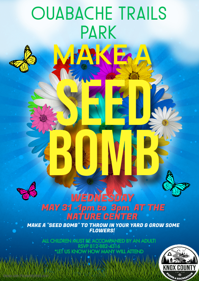 Children can make a seed bomb to throw in their yard and grow flowers at Oubache Trails Park